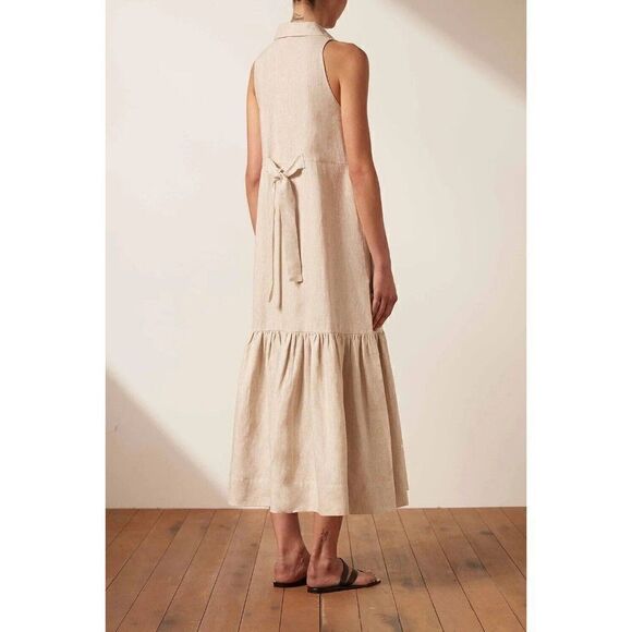 NWT SHONA JOY Sz US 2 AUS 6 LUNA SLEEVELESS MIDI DRESS IN NATURAL - Picture 3 of 4